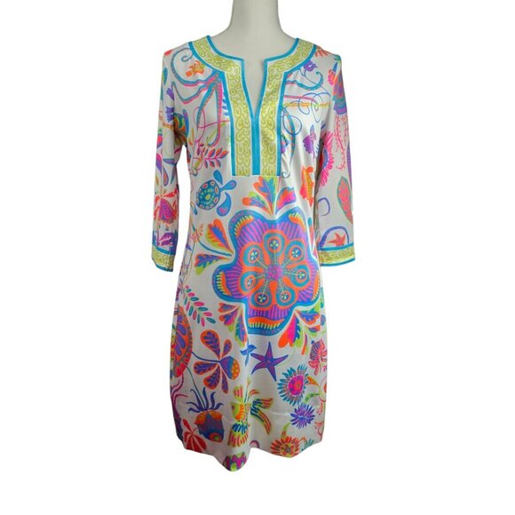 Gretchen Scott Open Sea Split Neck Jersey Swing Dress - Picture 1 of 8